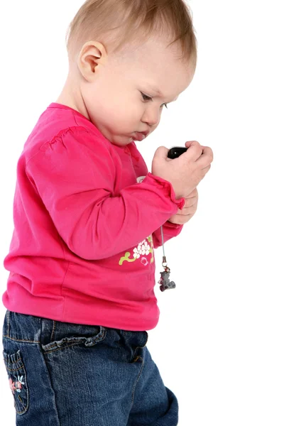 Baby girl with mobile phone — Stock Photo, Image