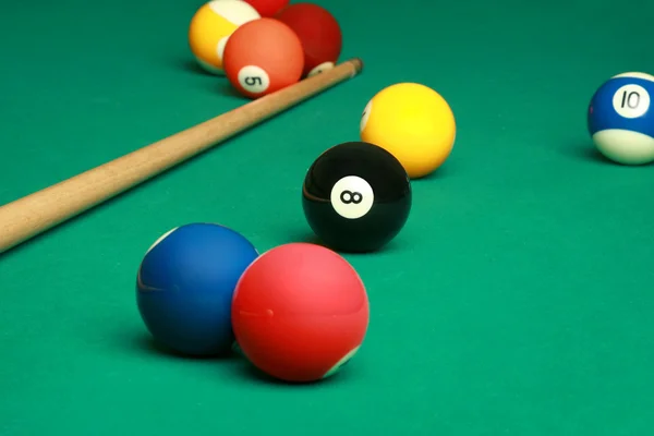 stock image Billiard table with a couple of balls