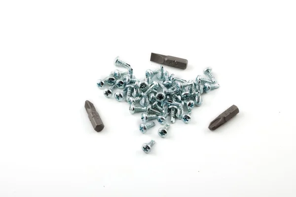 Screws and nozzles for screwdriver — Stock Photo, Image