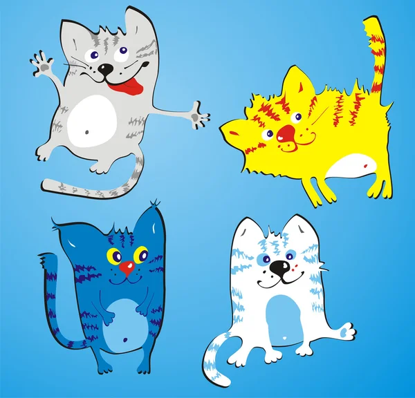 Čtyři zábavné kočky — Stockový vektor