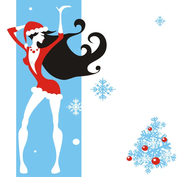 Tanzendes Mädchen an Neujahr — Stockvektor