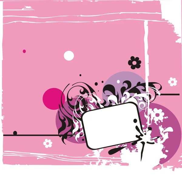粉红色 grunge 背景与花 — 图库矢量图片