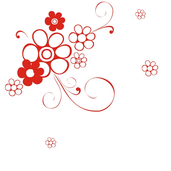 赤い花を持つモノクロ背景 — ストックベクタ