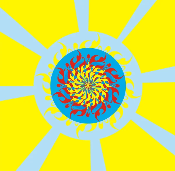 Le soleil psychodelique lumineux — Image vectorielle