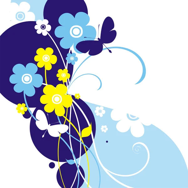 Фон з квітами і метеликом — стоковий вектор