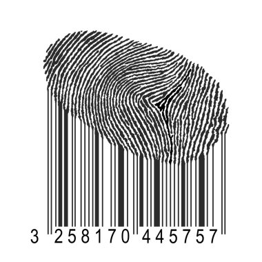 Fingerprint with bar code clipart