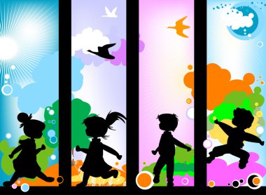 Kids silhouettes clipart