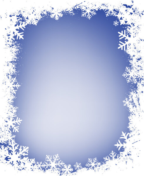 Grunge snowflakes frame