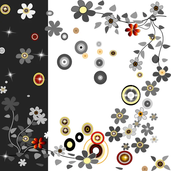 Achtergrond met bloemen en cercles — Stockfoto