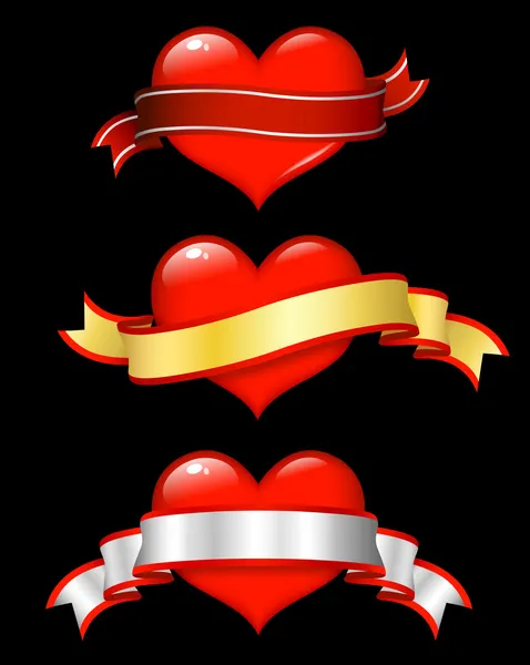 Belgeler ile parlak kırmızı Kalpler — Stok fotoğraf