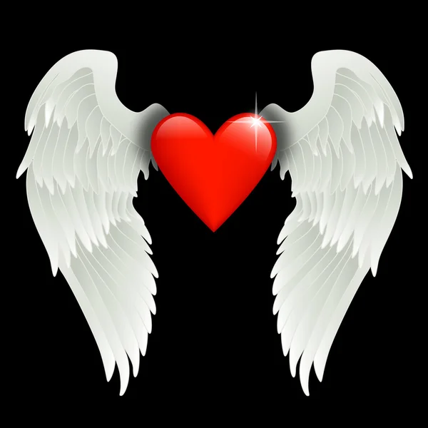 心脏与天使的翅膀 — 图库照片#