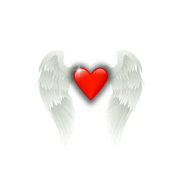 心脏与天使的翅膀 — 图库照片