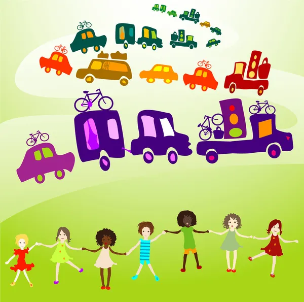 Caravan, groep van spelende kinderen — Stockfoto