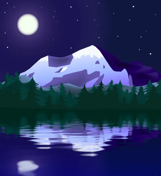 Горный пейзаж в лунном свете — стоковое фото