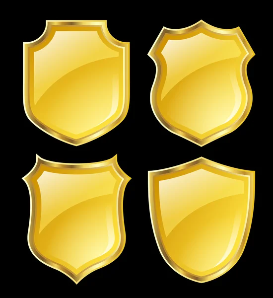 黄色盾牌带金色边框;镶有各种形状的设计 — 图库矢量图片