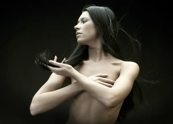 Retrato de la hermosa morena desnuda — Foto de Stock