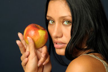 Beautiful exotic woman with apple clipart