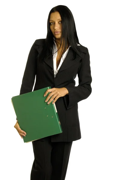 Businesswoman with big binder — Stock Photo, Image