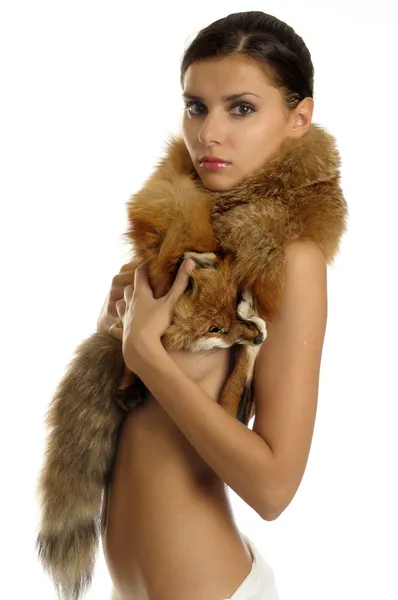 毛皮を持つ女性 — ストック写真
