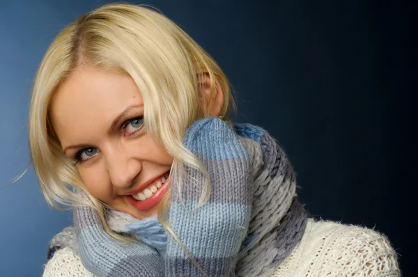 Blonde girl in winter clothes — Stock Photo, Image