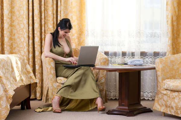 Working with laptop — Stock Photo, Image