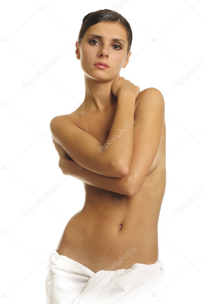Naked woman in towel