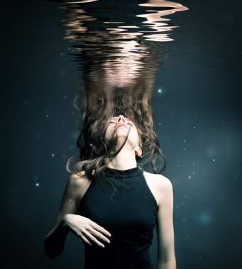Girl under water clipart