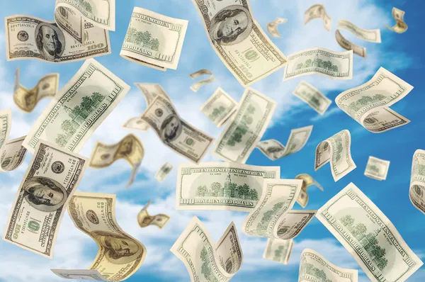 Money Falling down from sky — Stock Photo, Image