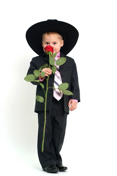 Αγόρι με τριαντάφυλλο — Φωτογραφία Αρχείου