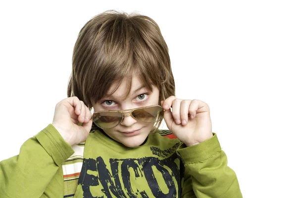 Хлопчик з очки — стокове фото
