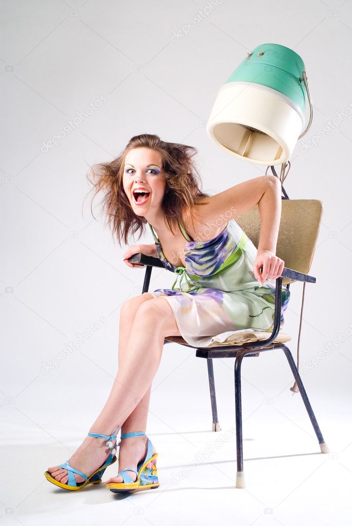 Girl and Hair Dryer