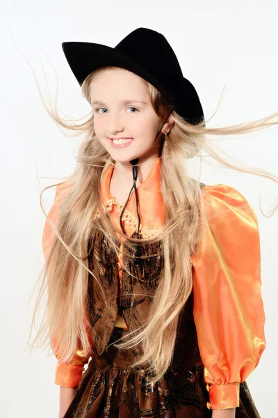 Smiling blond cowgirl — Stock Photo, Image