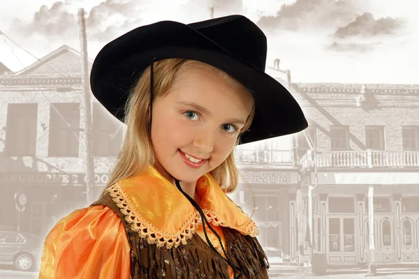 Closeup cowgirl retrato — Fotografia de Stock