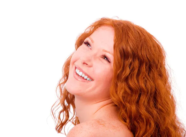 Toothy smiling redheaded girl — Stock Photo, Image