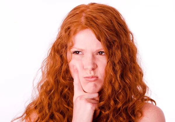 Menina irritada com cabelo vermelho — Fotografia de Stock