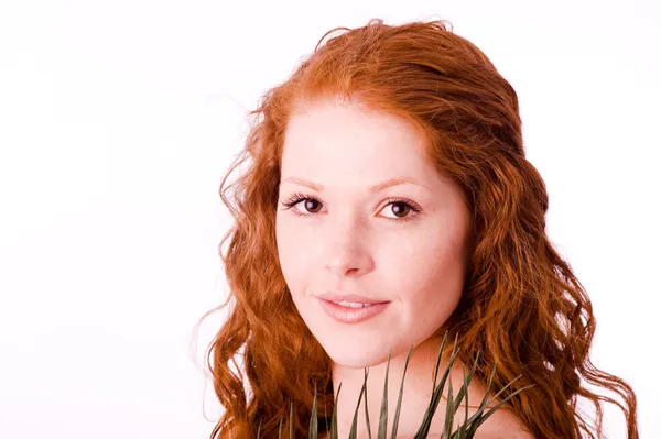Serene girl with red hair — Stock Photo, Image