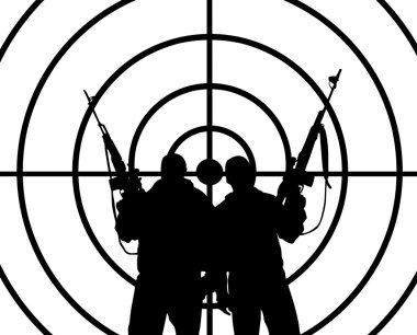 The silhouettes of two men clipart