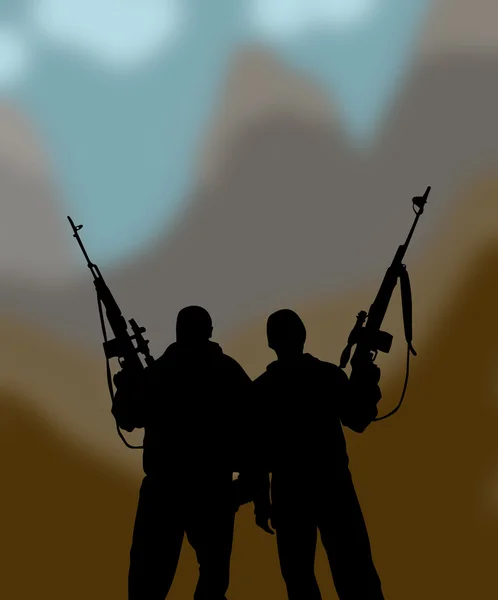 The silhouettes of two men — Stock Photo, Image