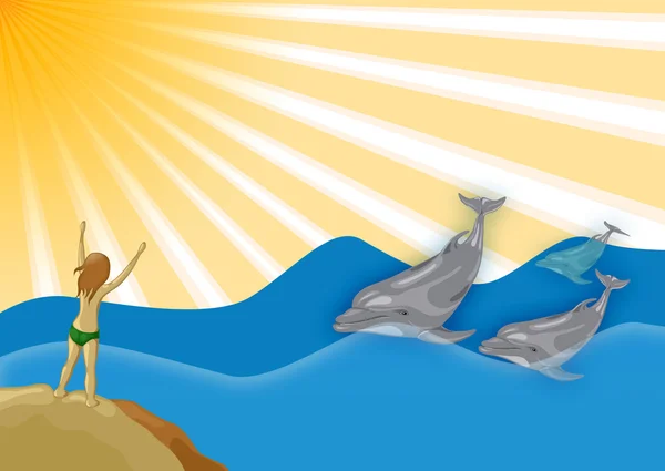 Tre delfiner — Stockfoto