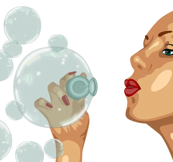 Girl and bubble — Stock Photo, Image