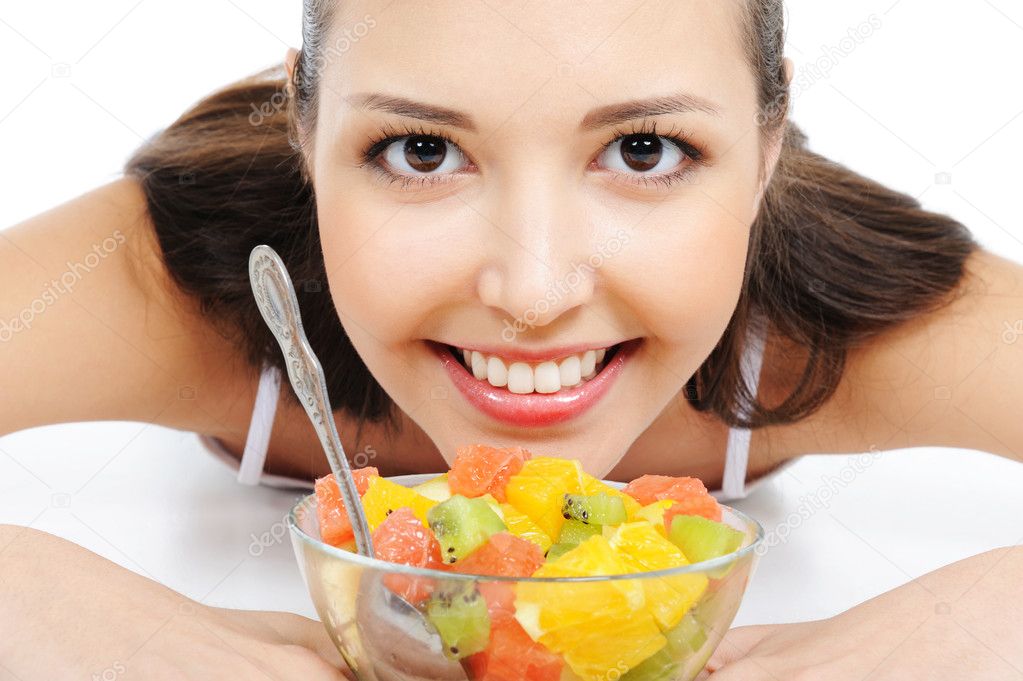 Happy female with fruits — Stock Photo © valuavitaly #1477685