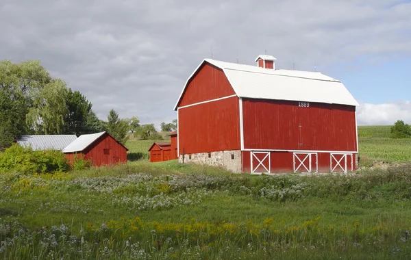 Red barn summer — Stock Photo, Image