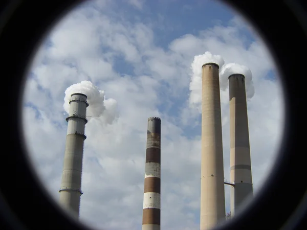 stock image Power plant smoke stacks