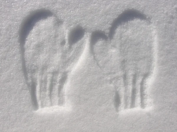 stock image Impression of pair of mittens in snow