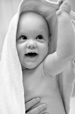 Child after bath clipart