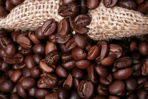 Kaffee und Sacktuch — Stockfoto