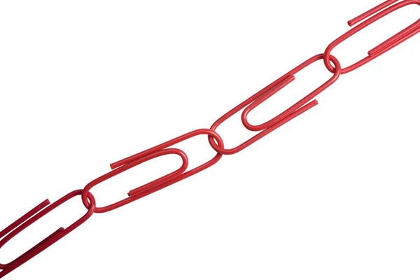 Red paper clips connected — Stock Photo, Image