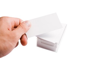 Hand holding business card clipart