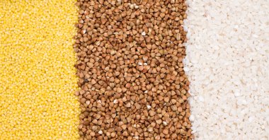 Millet, buckwheat, rice background clipart