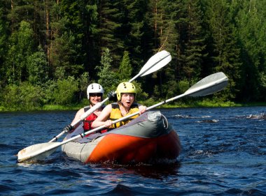 Kayak on river clipart